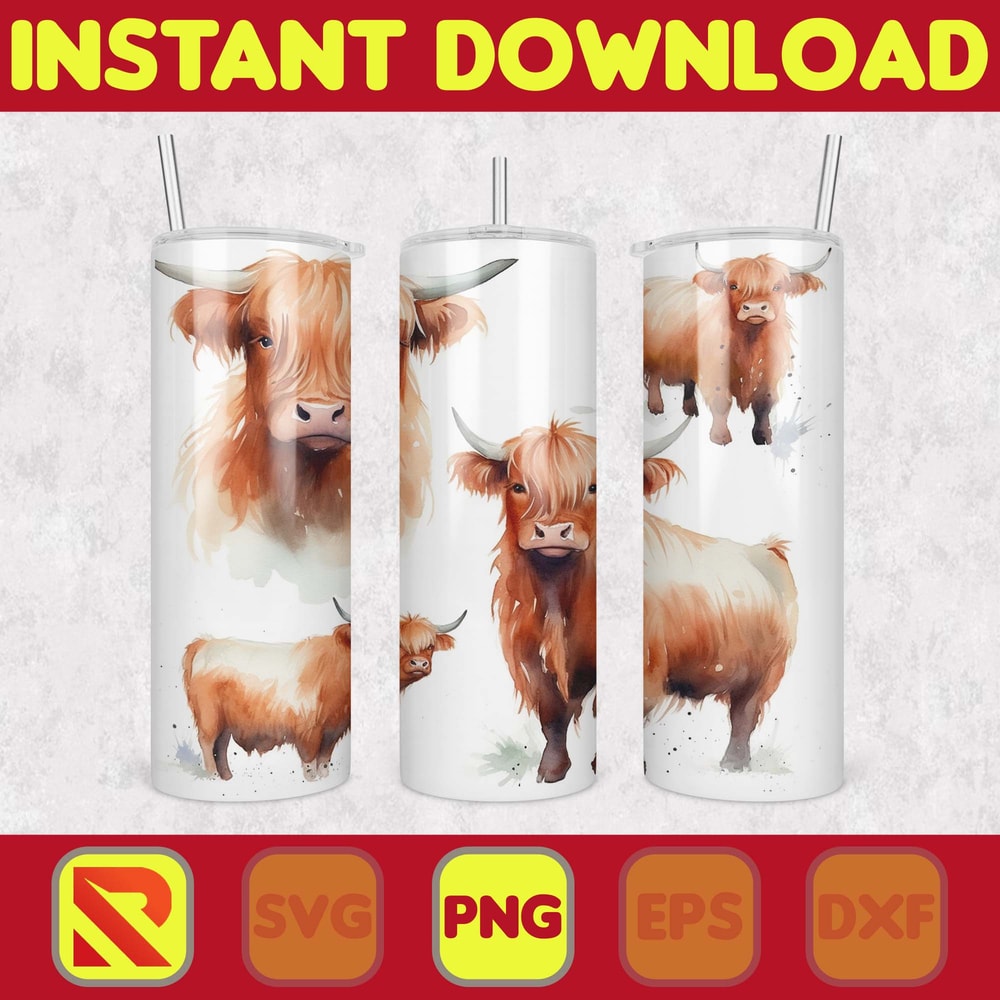 Highland Cow Tumbler Wrap, Western 20 oz Skinny Tumbler Sublimation Design, Custom Name Personalised Tumbler Wrap Designs PNG (28).jpg