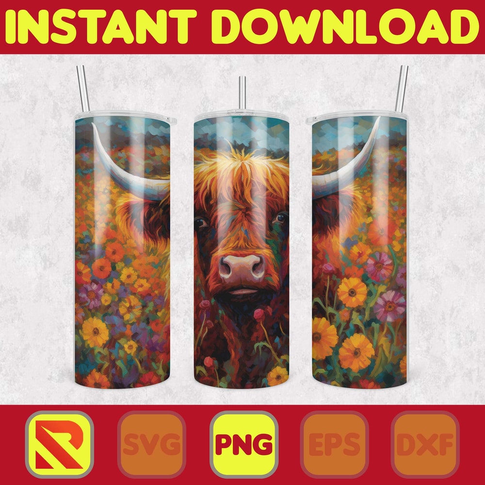 Highland Cow Tumbler Wrap, Western 20 oz Skinny Tumbler Sublimation Design, Custom Name Personalised Tumbler Wrap Designs PNG (32).jpg