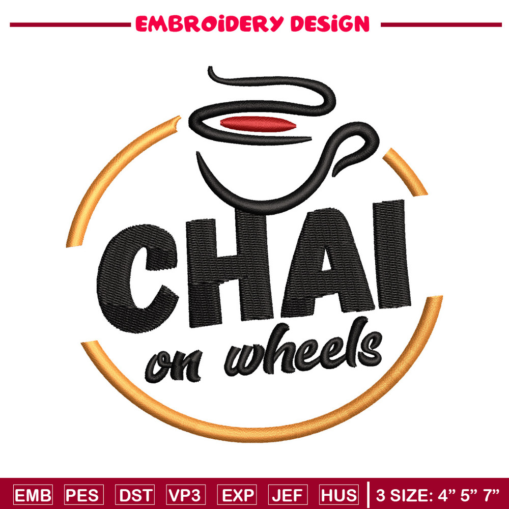 Chai On Wheels embroidery design, Chai On Wheels embroidery, logo design, embroidery file, logo shirt, Digital download..jpg