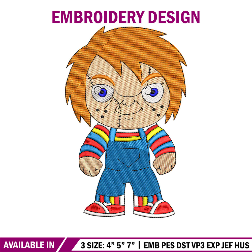 Chucky chibi embroidery design, Horror embroidery, Embroidery file,Embroidery shirt, Emb design, Digital download.jpg