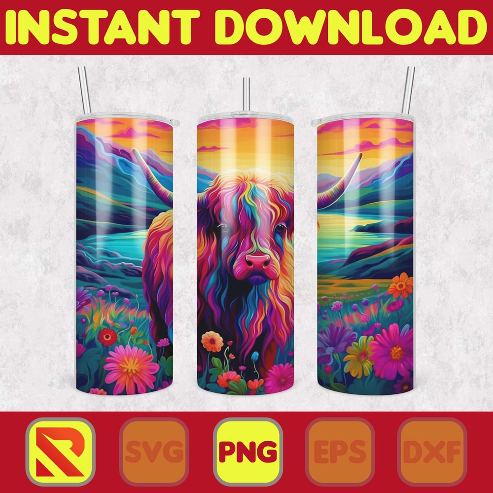Highland Cow Tumbler Wrap, Western 20 oz Skinny Tumbler Sublimation Design, Custom Name Personalised Tumbler Wrap Designs PNG (34).jpg