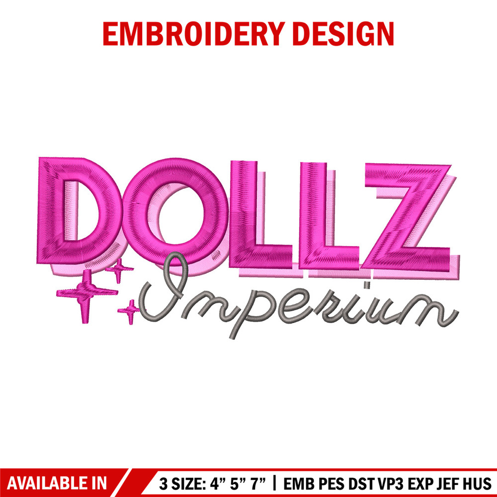 Dollz logo embroidery design, Logo embroidery, Embroidery file, Embroidery shirt, Emb design, Digital download.jpg