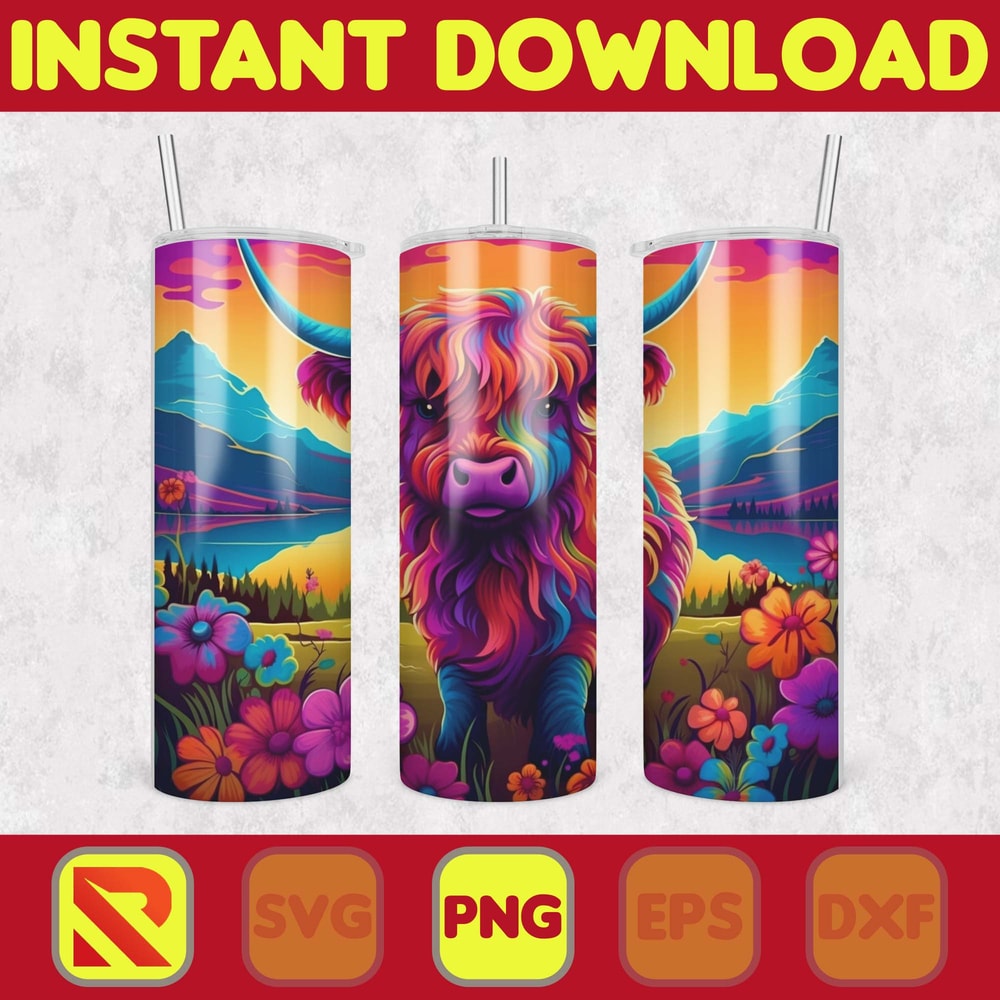 Highland Cow Tumbler Wrap, Western 20 oz Skinny Tumbler Sublimation Design, Custom Name Personalised Tumbler Wrap Designs PNG (35).jpg
