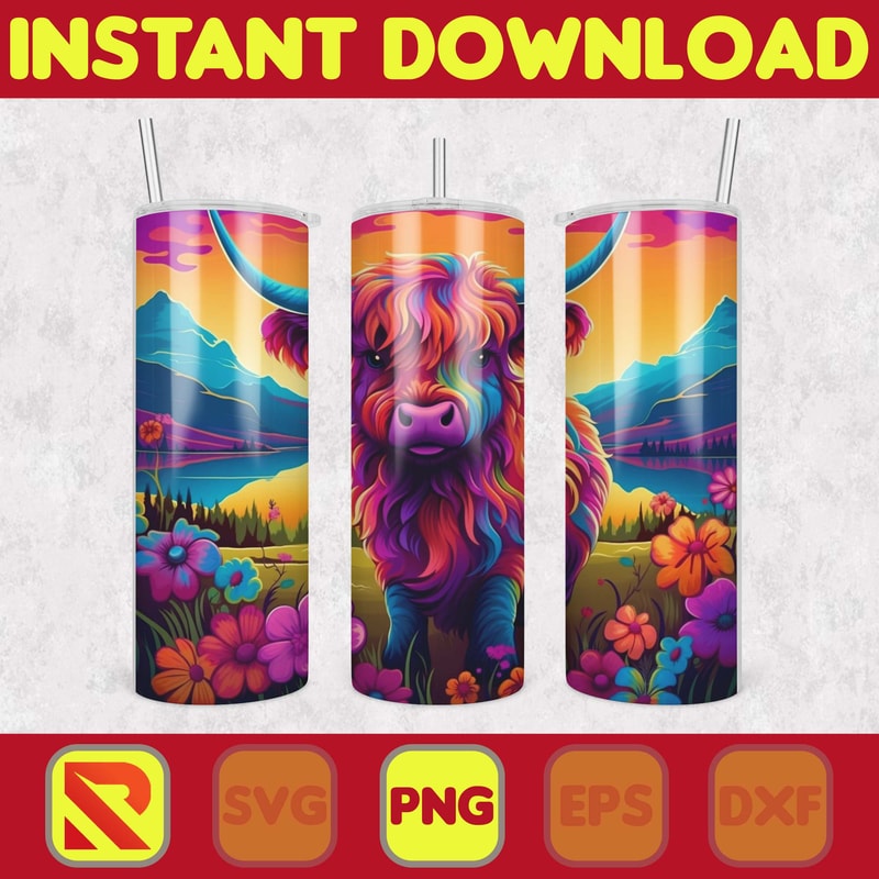 Highland Cow Tumbler Wrap, Western 20 oz Skinny Tumbler Sublimation Design, Custom Name Personalised Tumbler Wrap Designs PNG (35).jpg