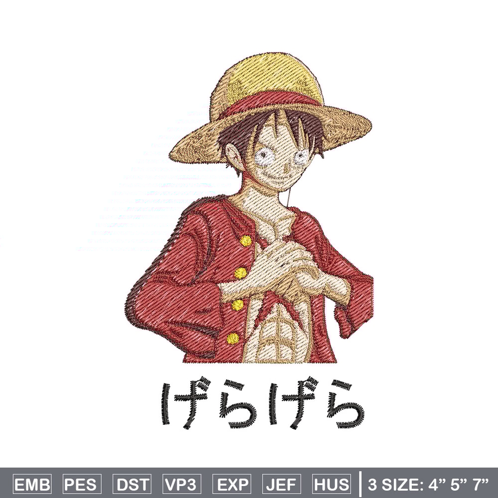 Luffy man embroidery design, One piece embroidery, Anime design, Embroidery file, Embroidery shirt, Digital download.jpg