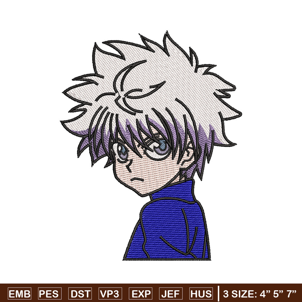 Killua embroidery design, hunter x hunter embroidery, anime design, embroidery file, anime shirt, Digital download.jpg