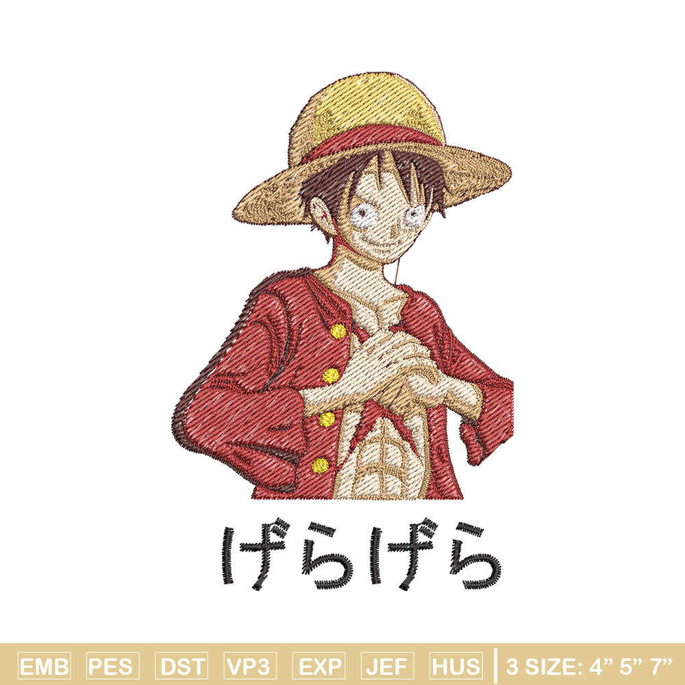 Luffy man embroidery design, One piece embroidery, Anime design, Embroidery file, Embroidery shirt, Digital download.jpg