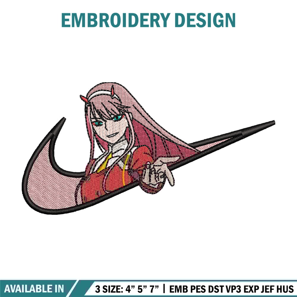 Code 002 nike embroidery design, Zero two embroidery, Anime design, Embroidery shirt, Embroidery file, Digital download.jpg