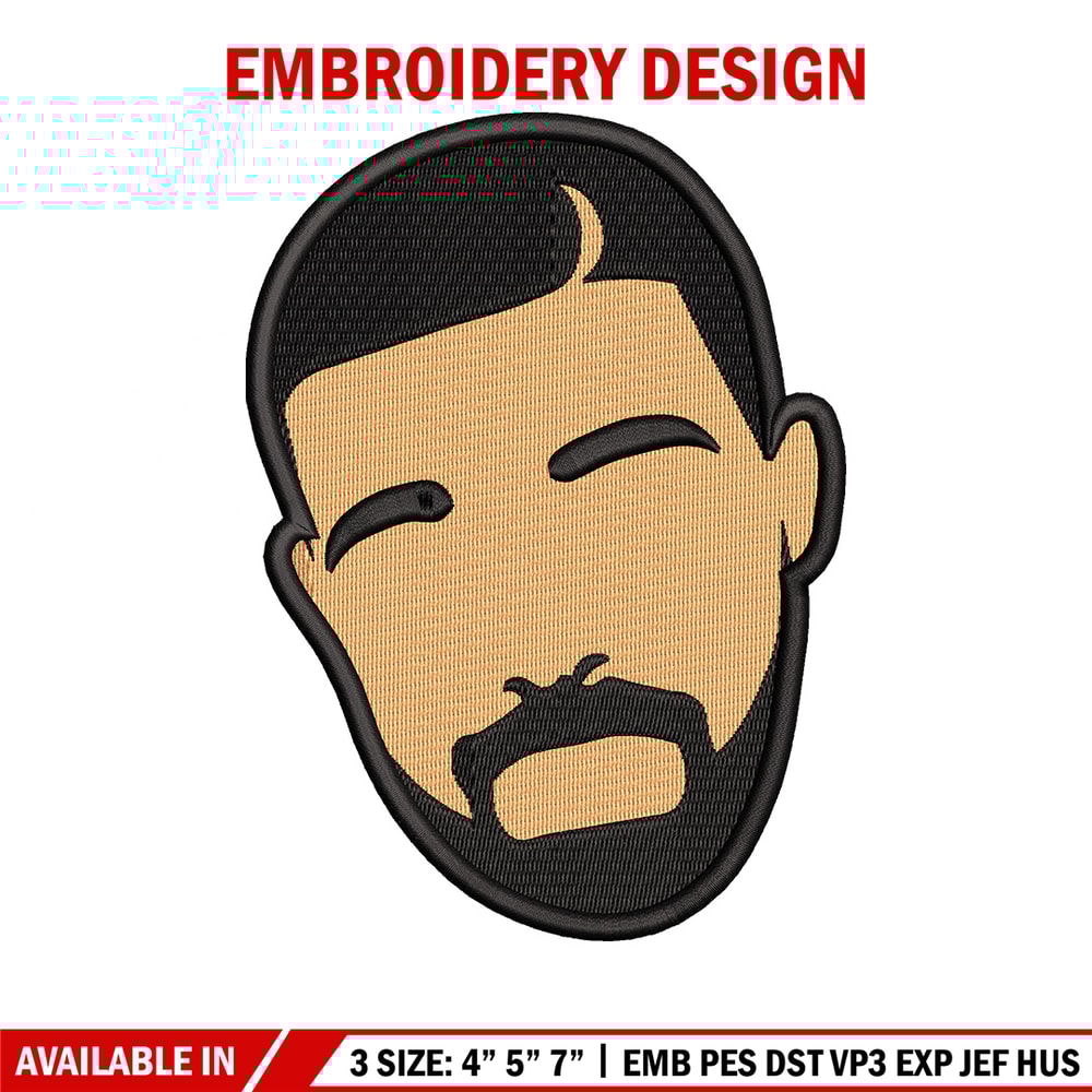 Drake face embroidery design, Drake embroidery, Embroidery file, Embroidery shirt, Emb design,Digital download.jpg