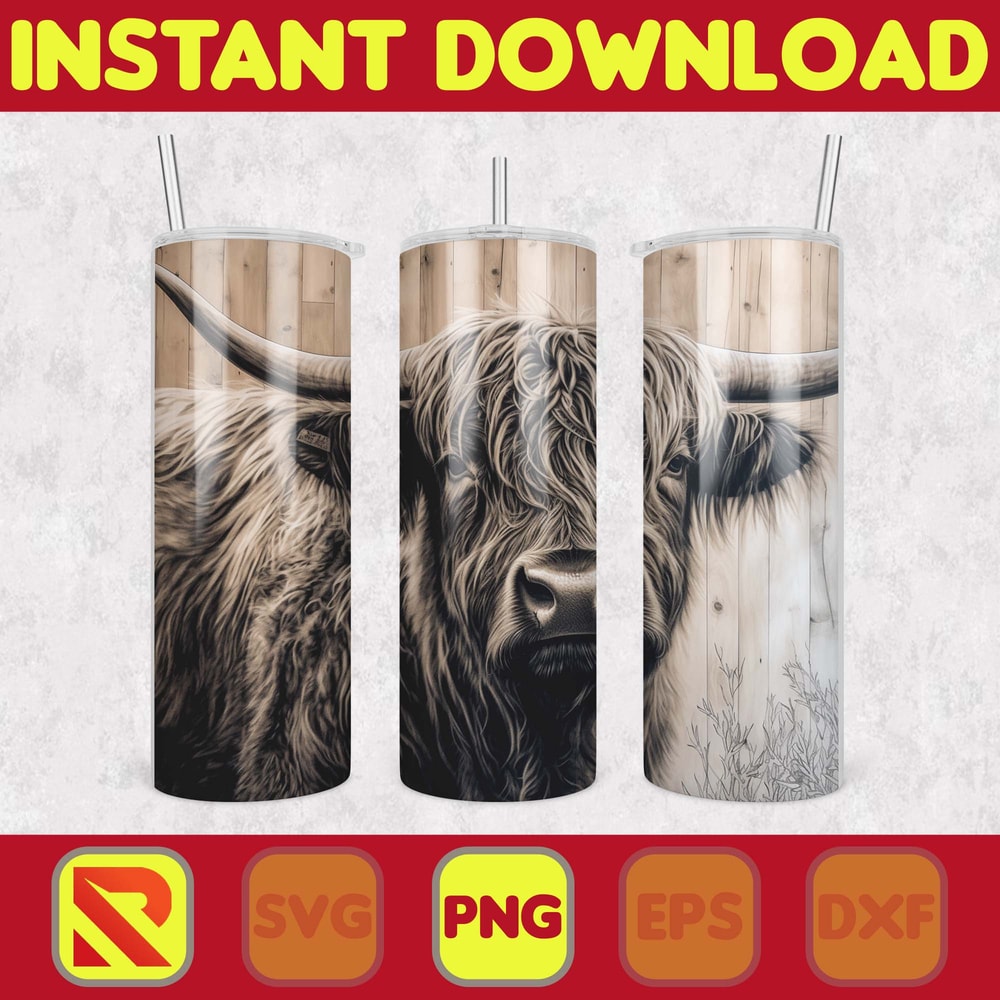 Highland Cow Tumbler Wrap, Western 20 oz Skinny Tumbler Sublimation Design, Custom Name Personalised Tumbler Wrap Designs PNG (38).jpg