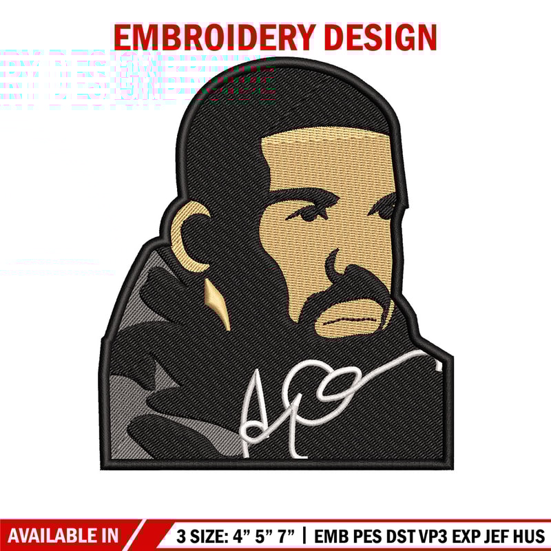 Drake man embroidery design, Drake embroidery, Embroidery file, Embroidery shirt, Emb design,Digital download.jpg