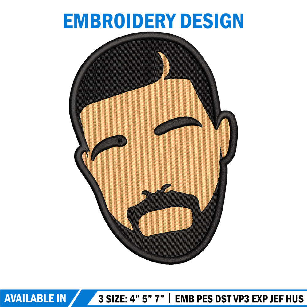 Drake face embroidery design, Drake embroidery, Embroidery file, Embroidery shirt, Emb design,Digital download.jpg