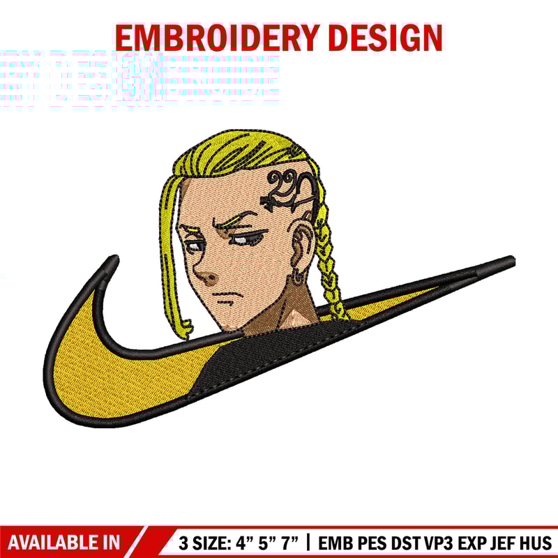 Draken nike embroidery design, Tokyo Revengers embroidery, nike design, anime design, anime shirt, Digital download.jpg