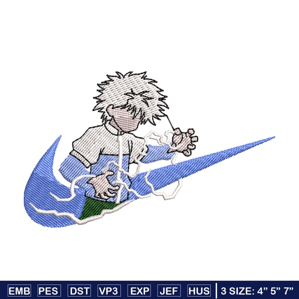 Killua zoldyck embroidery design, hunter x hunter embroidery, Logo design, anime design, anime shirt, Digital download.jpg
