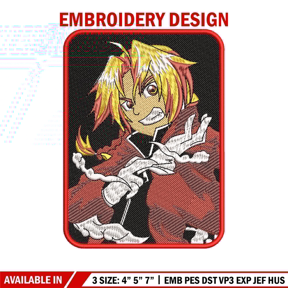 Edward Elric embroidery design, Fullmetal Alchemist embroidery, Logo design, anime design, anime shirt, Digital download.jpg