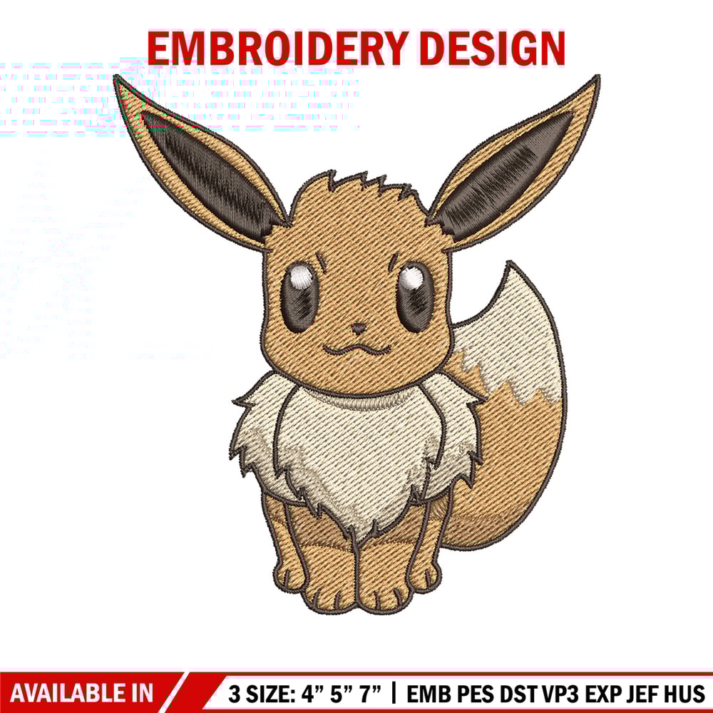 Eevee embroidery design, Pokemon embroidery, Anime design, Embroidery file, Digital download, Embroidery shirt.jpg