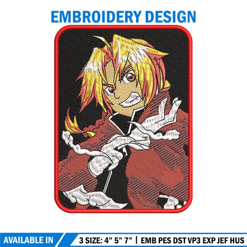 Edward Elric embroidery design, Fullmetal Alchemist embroidery, Logo design, anime design, anime shirt, Digital download.jpg