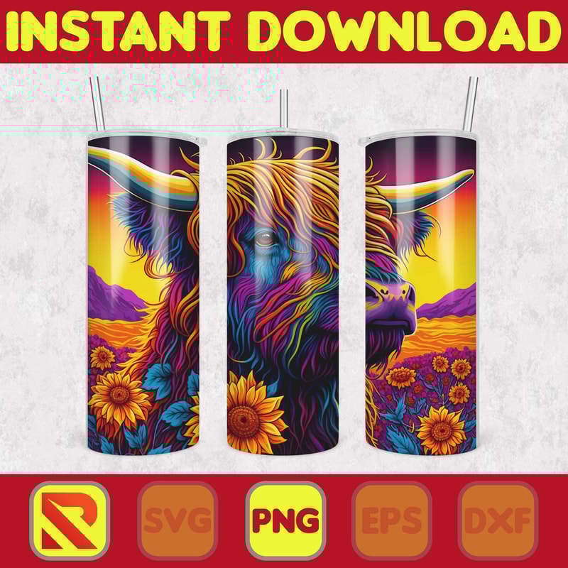 Highland Cow Tumbler Wrap, Western 20 oz Skinny Tumbler Sublimation Design, Custom Name Personalised Tumbler Wrap Designs PNG (48).jpg