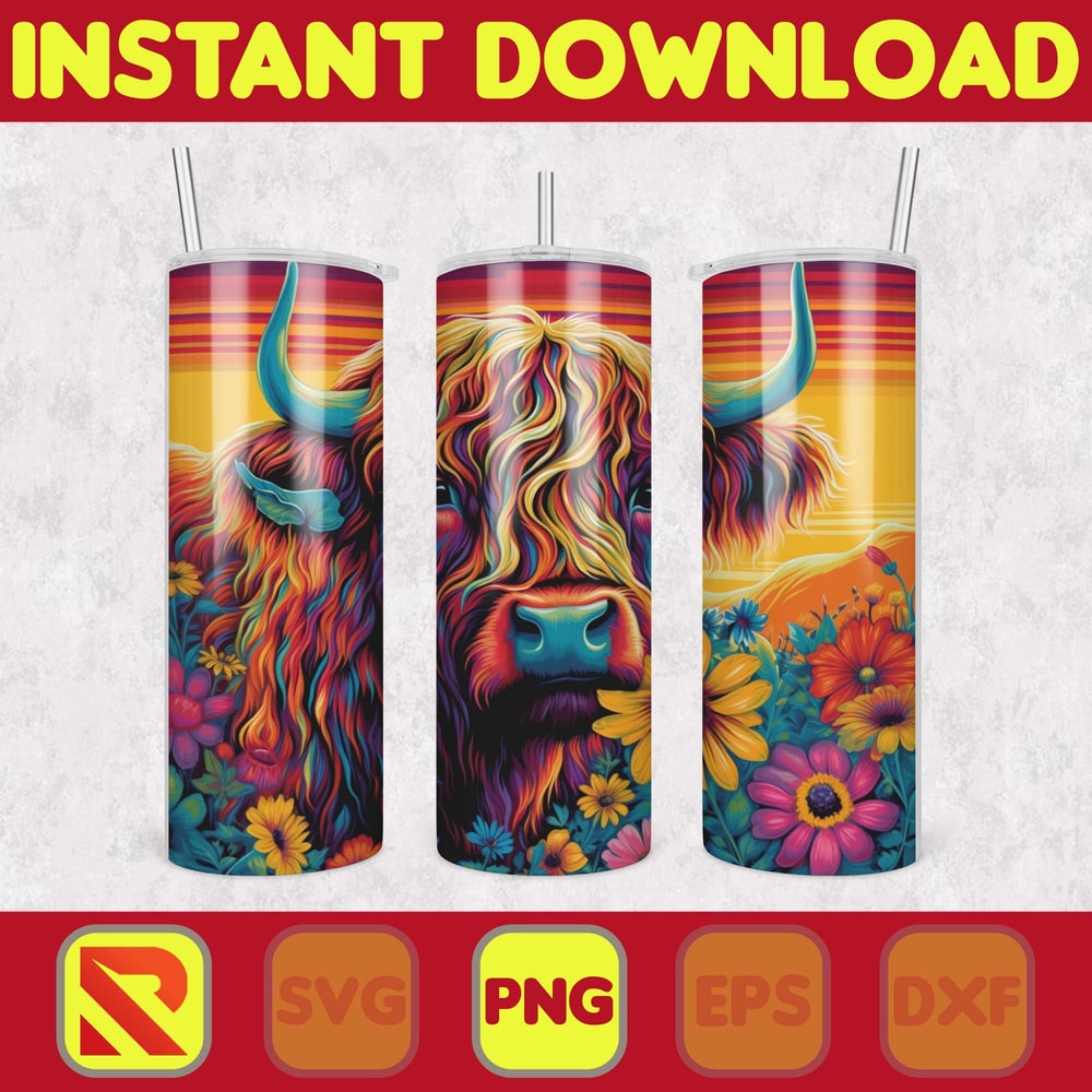 Highland Cow Tumbler Wrap, Western 20 oz Skinny Tumbler Sublimation Design, Custom Name Personalised Tumbler Wrap Designs PNG (49).jpg