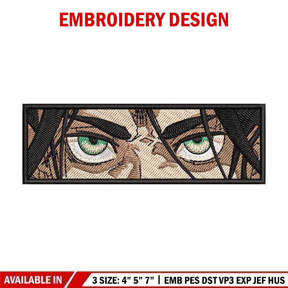 Eren eyes embroidery design, Aot embroidery, Anime design, Embroidery shirt, Embroidery file, Digital download.jpg