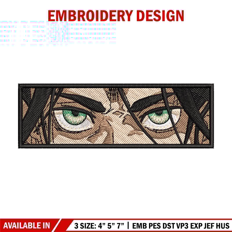 Eren eyes embroidery design, Aot embroidery, Anime design, Embroidery shirt, Embroidery file, Digital download.jpg