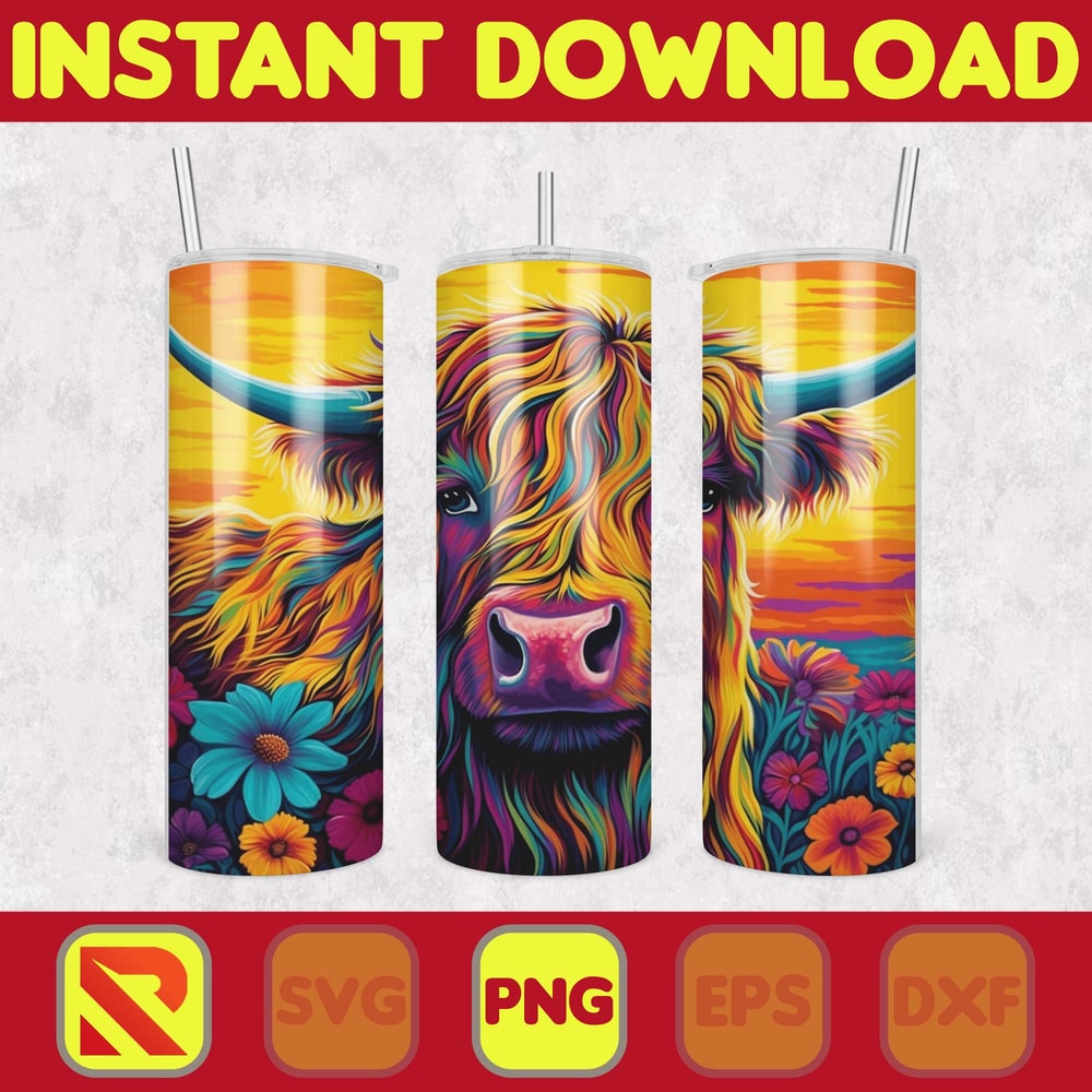 Highland Cow Tumbler Wrap, Western 20 oz Skinny Tumbler Sublimation Design, Custom Name Personalised Tumbler Wrap Designs PNG (50).jpg
