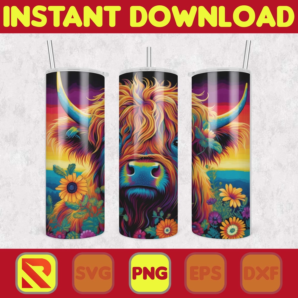 Highland Cow Tumbler Wrap, Western 20 oz Skinny Tumbler Sublimation Design, Custom Name Personalised Tumbler Wrap Designs PNG (51).jpg