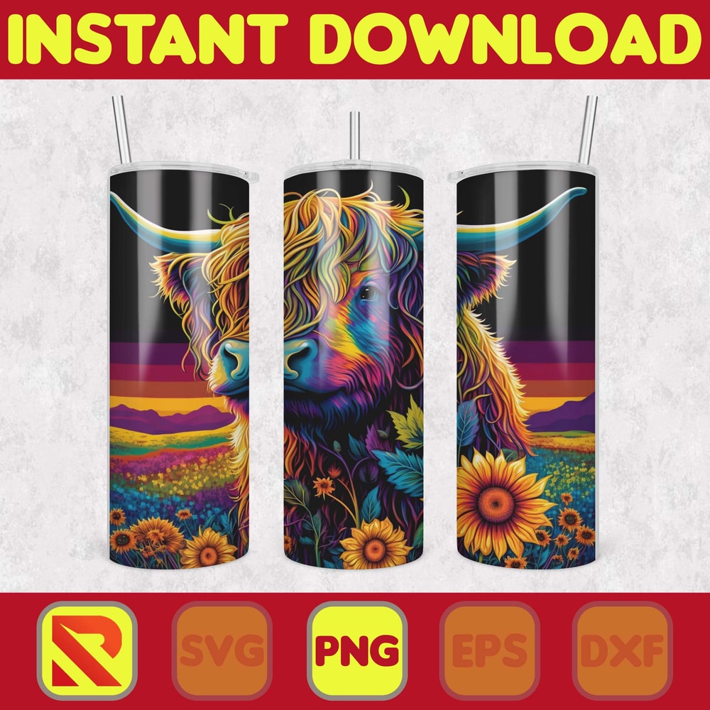 Highland Cow Tumbler Wrap, Western 20 oz Skinny Tumbler Sublimation Design, Custom Name Personalised Tumbler Wrap Designs PNG (52).jpg