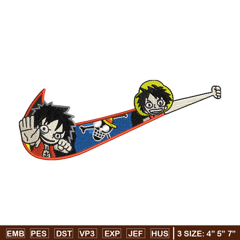 Luffy Funny Nike embroidery design, One Piece embroidery, logo design, anime shirt, Embroidery shirt, Instant download.jpg