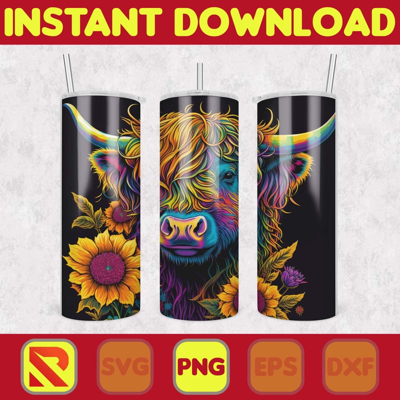 Highland Cow Tumbler Wrap, Western 20 oz Skinny Tumbler Sublimation Design, Custom Name Personalised Tumbler Wrap Designs PNG (53).jpg