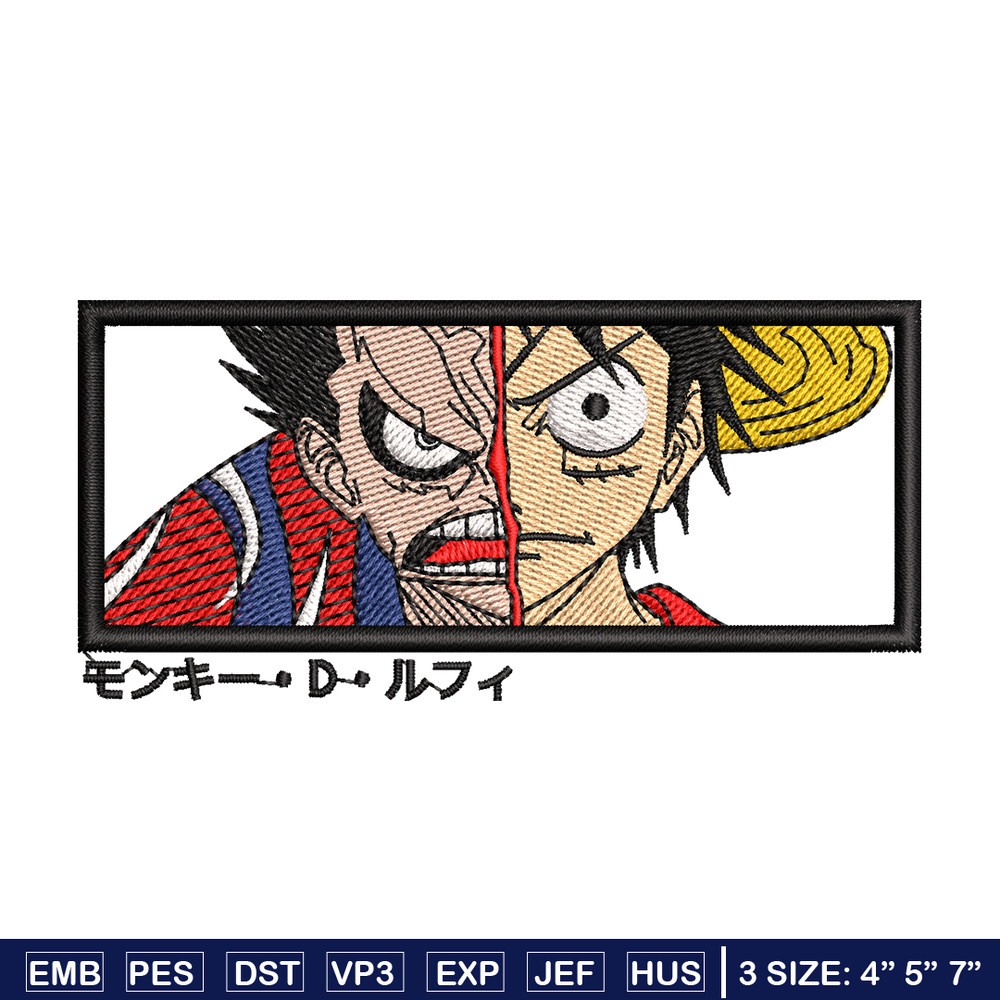 Luffy gear 4 embroidery design, One Piece embroidery, anime design, embroidery file, anime shirt, Digital download.jpg