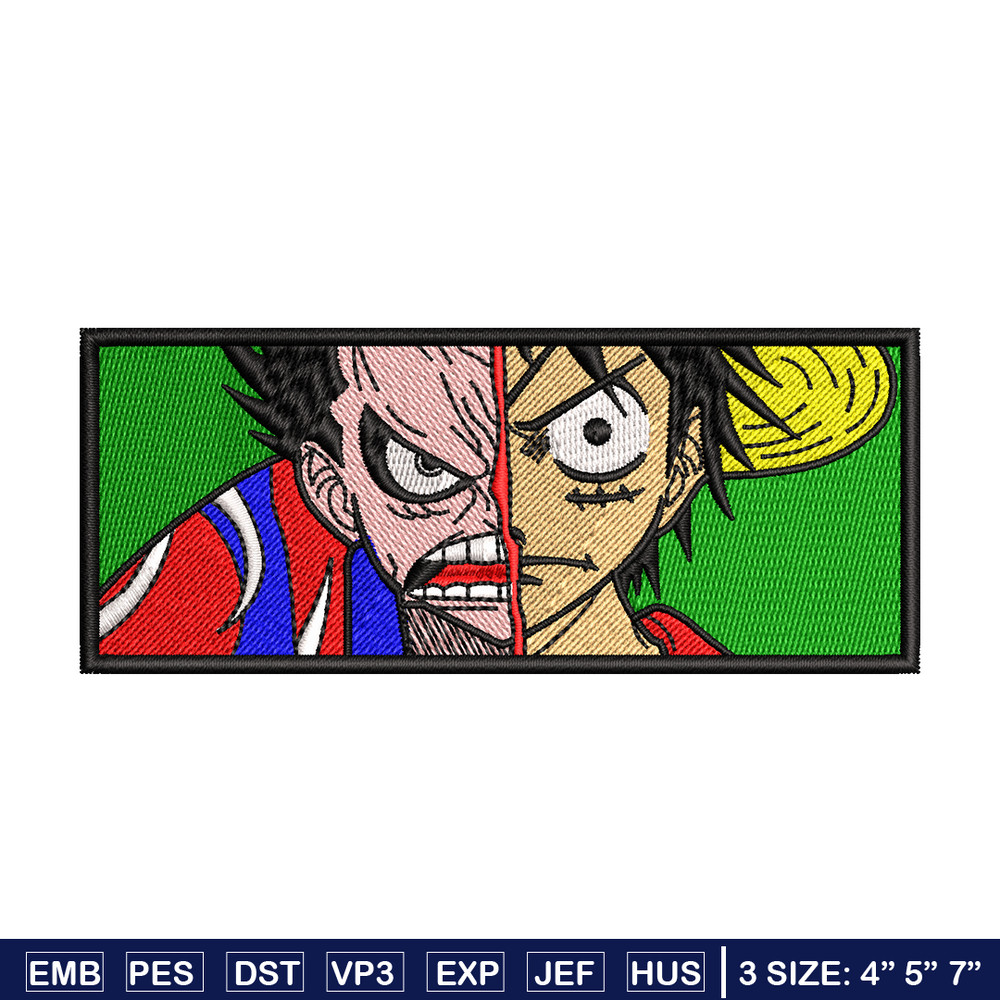 Luffy gear 4 embroidery design, One Piece embroidery, embroidery file, anime design, anime shirt, Digital download.jpg