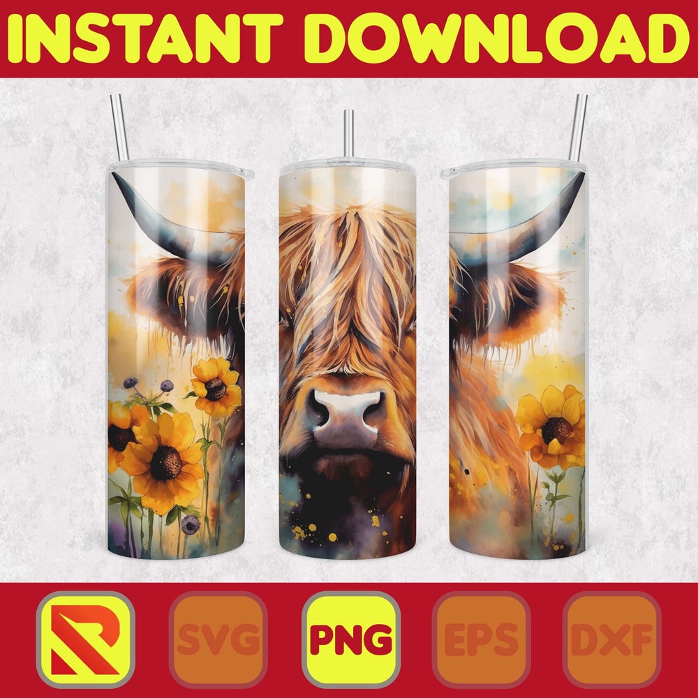 Highland Cow Tumbler Wrap, Western 20 oz Skinny Tumbler Sublimation Design, Custom Name Personalised Tumbler Wrap Designs PNG (54).jpg