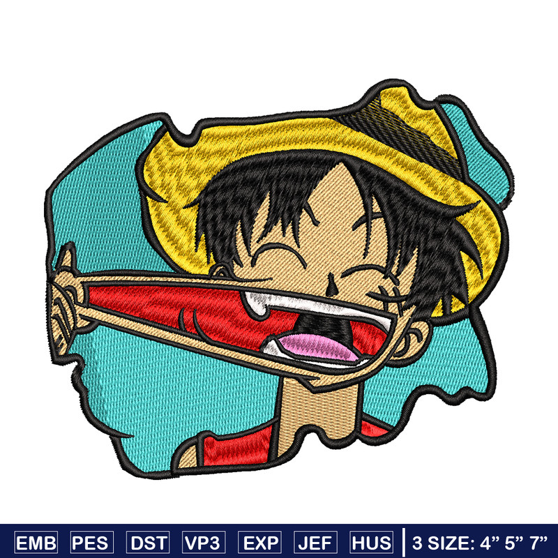 Luffy Laugh embroidery design, One Piece embroidery, embroidery file, anime design, anime shirt, Digital download.jpg