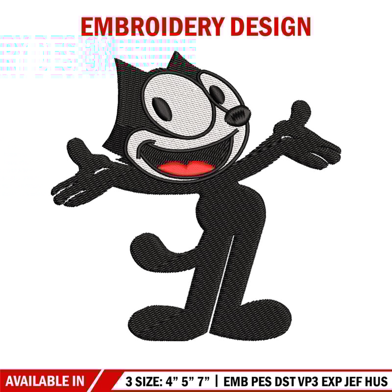 Felix the Cat embroidery design, Felix the Cat embroidery, cartoon design, embroidery file, logo shirt, Digital download.jpg