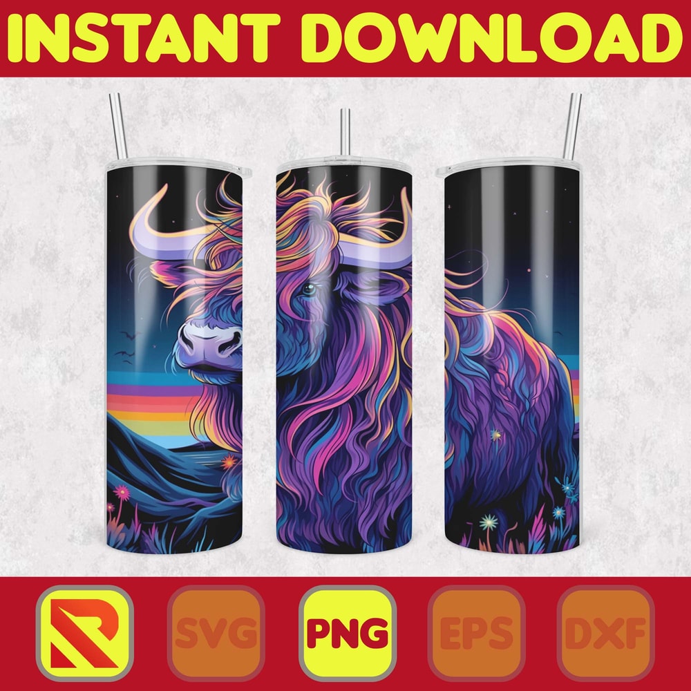 Highland Cow Tumbler Wrap, Western 20 oz Skinny Tumbler Sublimation Design, Custom Name Personalised Tumbler Wrap Designs PNG (59).jpg
