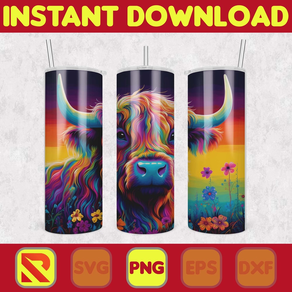 Highland Cow Tumbler Wrap, Western 20 oz Skinny Tumbler Sublimation Design, Custom Name Personalised Tumbler Wrap Designs PNG (60).jpg