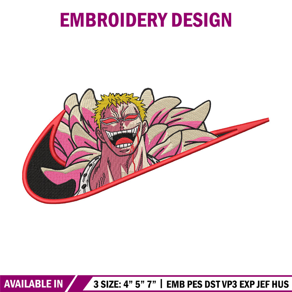 Doffy x nike embroidery design, One piece embroidery, Nike design, Embroidery shirt, Embroidery file, Digital download.jpg