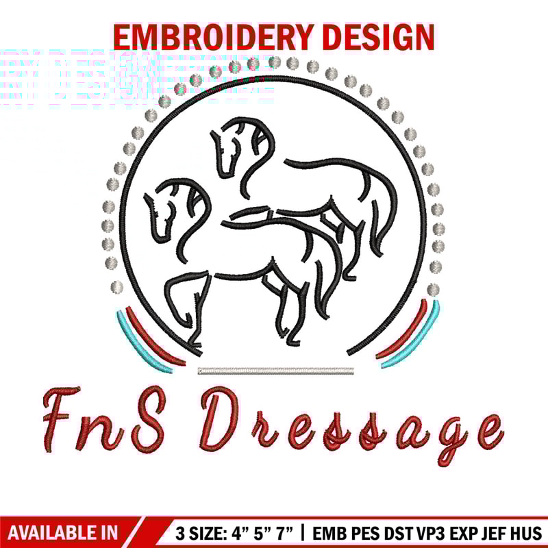 FnS Dressage embroidery design, Logo embroidery, Embroidery file, Embroidery shirt, Emb design, Digital download.jpg