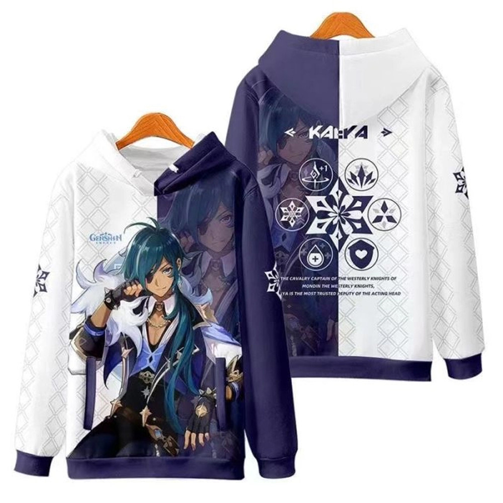 Kaeya Genshin Impact All Over Print 3D Hoodie Zip Hoodie, Kaeya Genshin Impact Hoodie 3D Zip Hoodie Fleece Hoodie