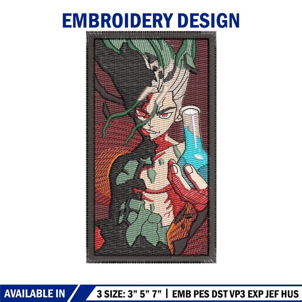 Dr stone embroidery design, Dr stone embroidery, Anime design, Embroidery shirt, Embroidery file, Digital download.jpg