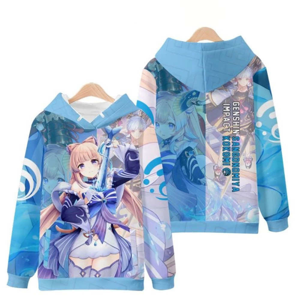 Kokomi Genshin Impact All Over Print 3D Hoodie Zip Hoodie, Kokomi Genshin Impact Hoodie 3D Zip Hoodie Fleece Hoodie