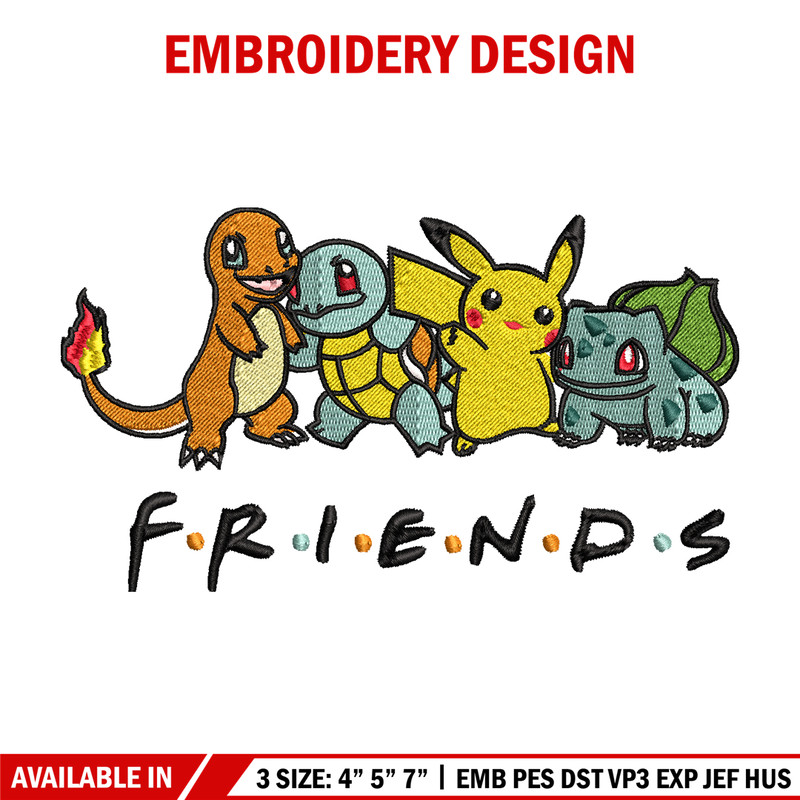 Friends Pokemon embroidery design, Pokemon embroidery, embroidery file, anime design, anime shirt, Digital download.jpg