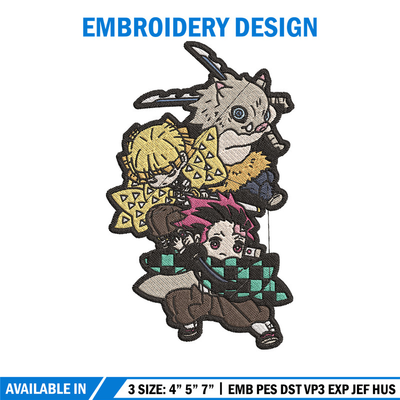 Friends chibi embroidery design, Tanjiro embroidery, Anime design, Embroidery shirt, Embroidery file, Digital download.jpg