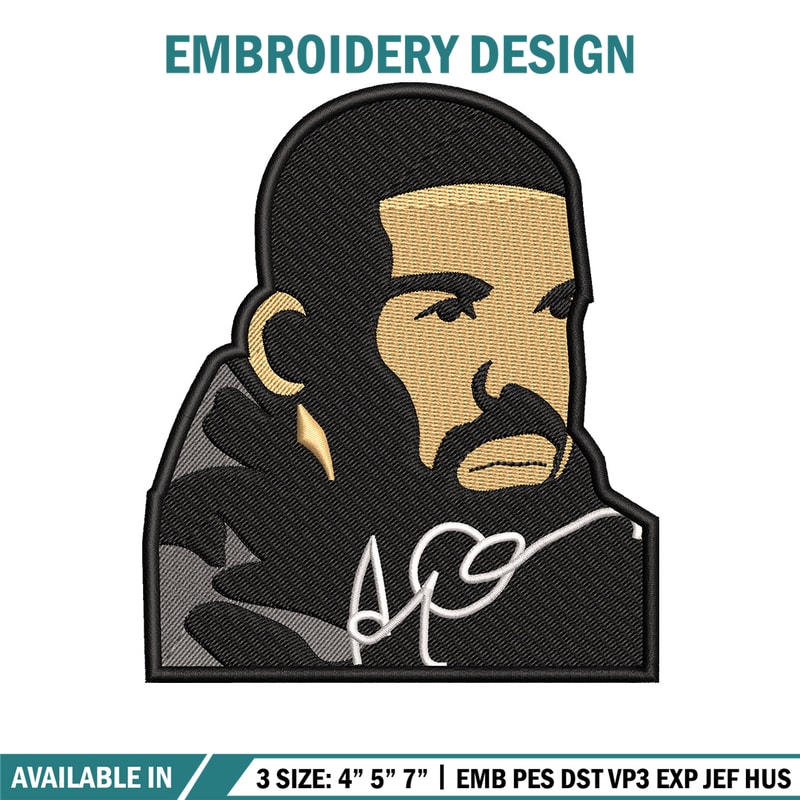 Drake man embroidery design, Drake embroidery, Embroidery file, Embroidery shirt, Emb design,Digital download.jpg