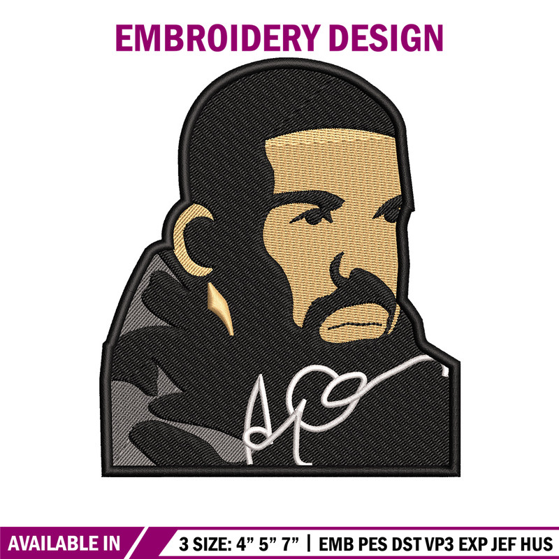 Drake man embroidery design, Drake embroidery, Embroidery file, Embroidery shirt, Emb design,Digital download.jpg