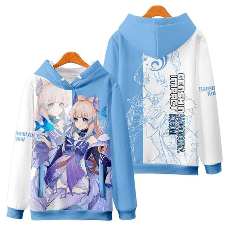 Kokomi Genshin Impact All Over Print 3D Hoodie Zip Hoodie, Kokomi Genshin Impact Hoodie 3D Zip Hoodie Fleece Hoodie