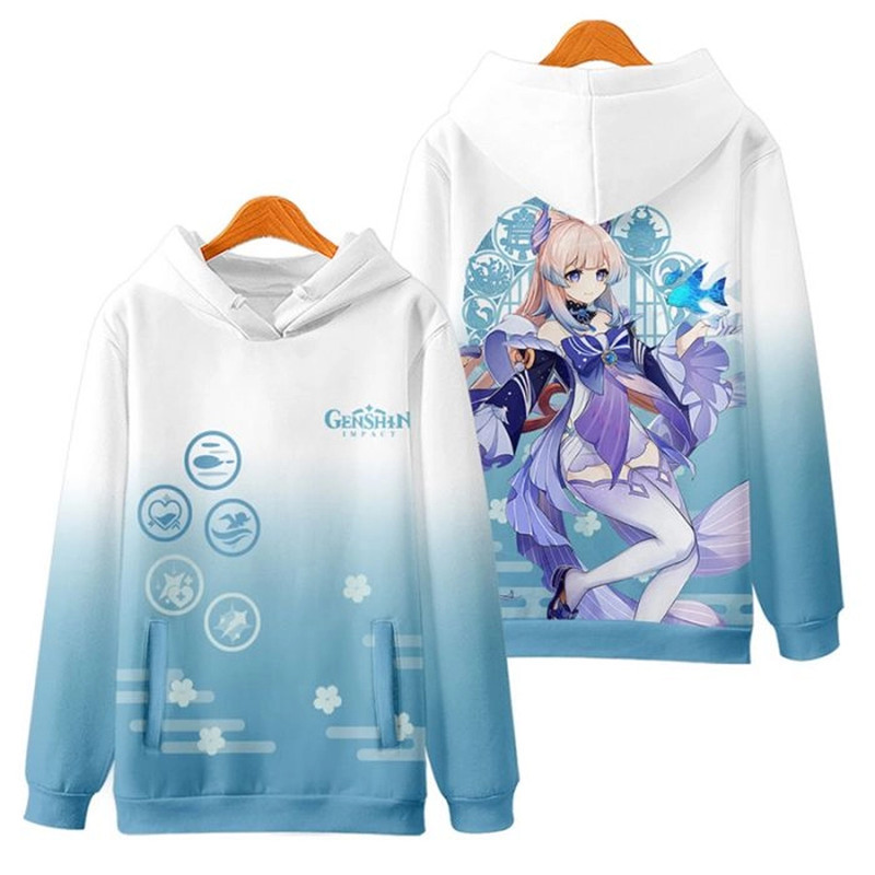 Kokomi Genshin Impact All Over Print 3D Hoodie Zip Hoodie, Kokomi Genshin Impact Hoodie 3D Zip Hoodie Fleece Hoodie