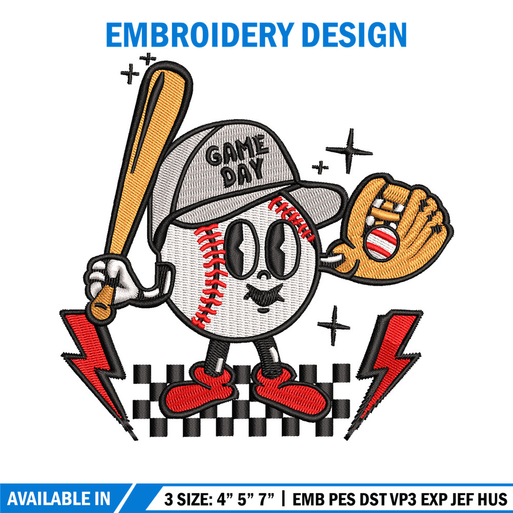 Game day embroidery design, Baseball embroidery, Embroidery file, Embroidery shirt, Emb design, Digital download.jpg