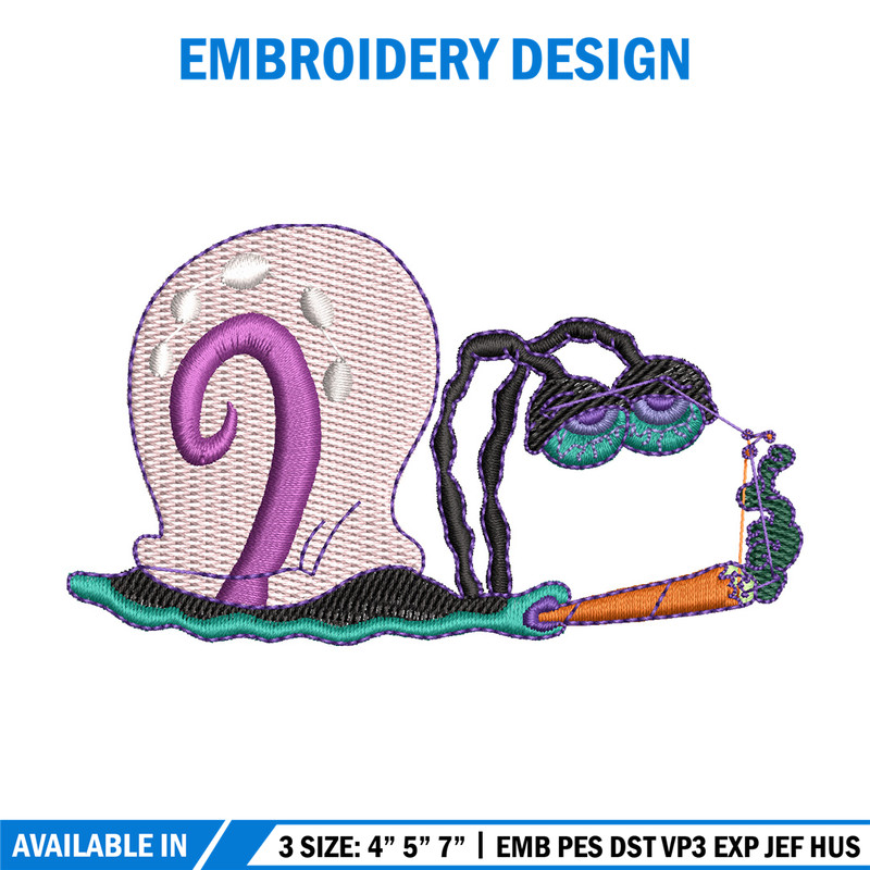 Gary smoke embroidery design, Spongebob embroidery, Anime design, Embroidery shirt, Embroidery file, Digital download.jpg